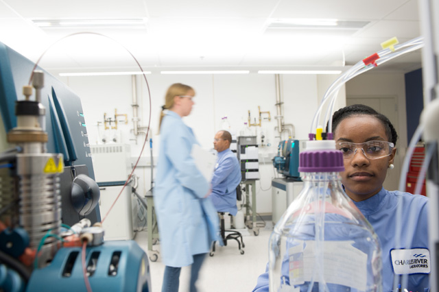 Technicians in lab for CCMS for target deconvolution.