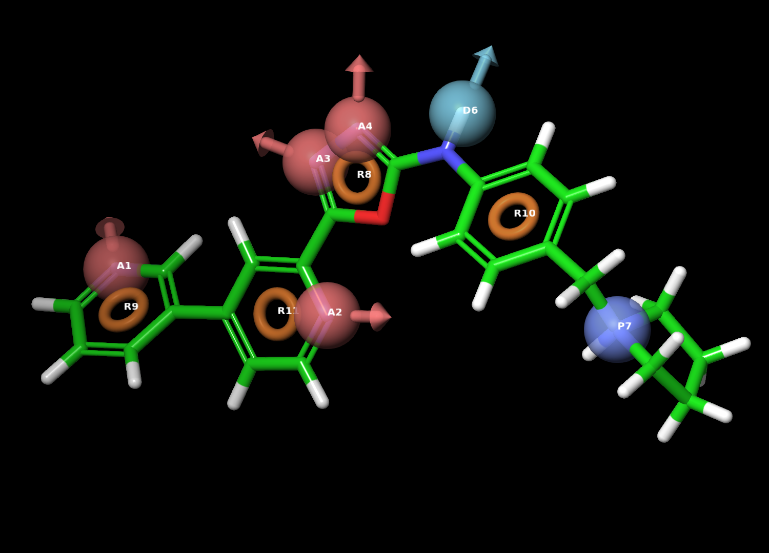 Pharmacophore model of compound 19, which demonstrates promising anti-malarial activity