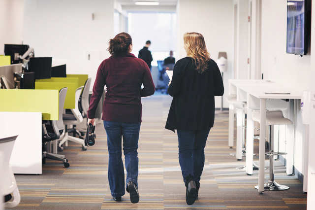 The Vital Science podcast episode 04 logo depicts Gina Mullane and Carina Peritor walking down a hallway.