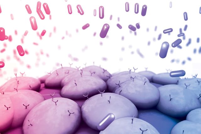 Graphic image of drugs fighting illness overlaid with Vital Science colors.