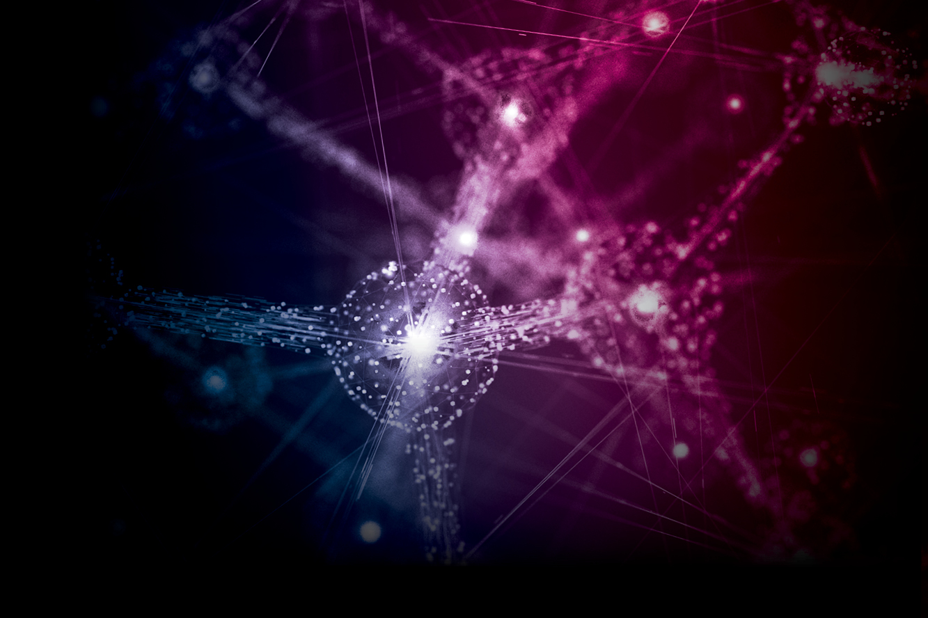 Illustration of neurons overlaid with vital science colors.