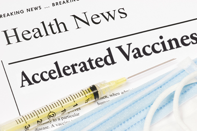 Vital Science season 2 episode 3 image of health news headline: Accelerated Vaccines.