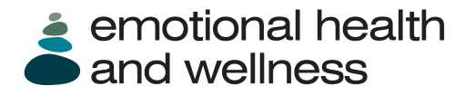 Logo for the Emotional Health and Wellness ERG shows four stacked stones in a pyramid with the words Emotional Health and Wellness stacked.