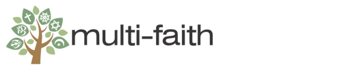 Logo for the Multi-Faith ERG shows three a tree with symbols to represent different faith.