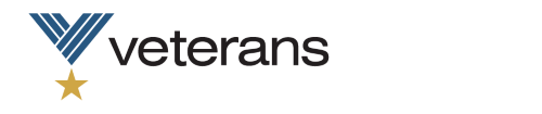 Logo for the Veterans ERG shows a star medal with the word veterans.