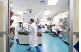 Scientists working in pharmaceutical formulation laboratory designed to eliminate cross-contamination and suitable for the preparation of preclinical dosing formulations of any batch size