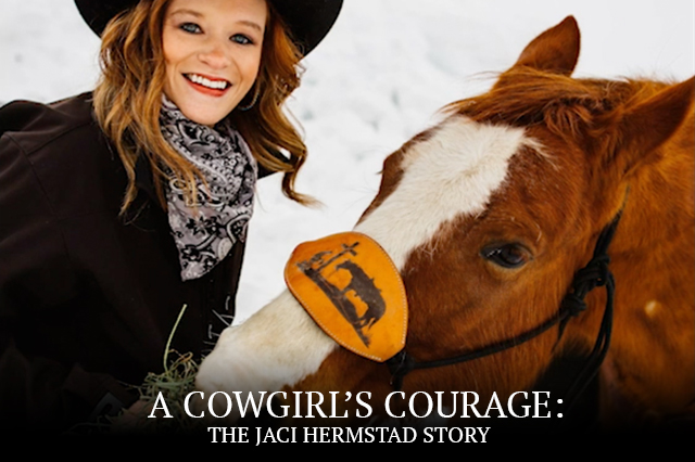 Jaci Hermstad feeding a horse