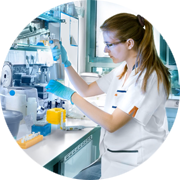 Image of scientist looking at data for our Muskoskeletal pharmacology studies on a computer.