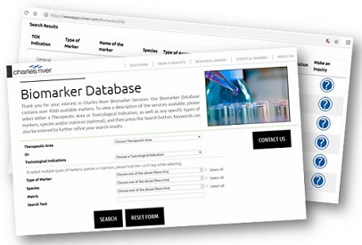 screenshot of Charles River's interactive biomarker database