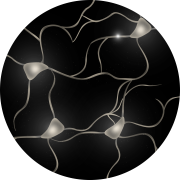 A brain with various neurons overlaid on the region of the brain depending on the neurological disease state and neuronal subtype.