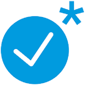 light blue check with asterisk