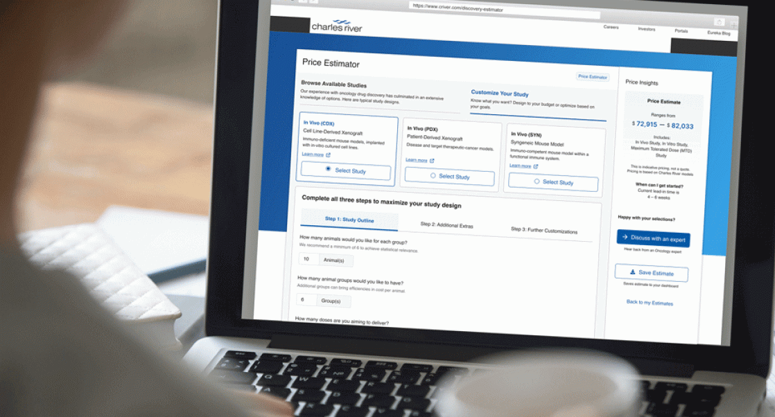 Man on computer using Apollo Estimator Tool for Oncology