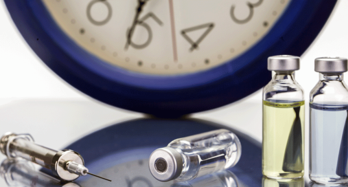 Vials and syringes depicting time-saving sterility tests.