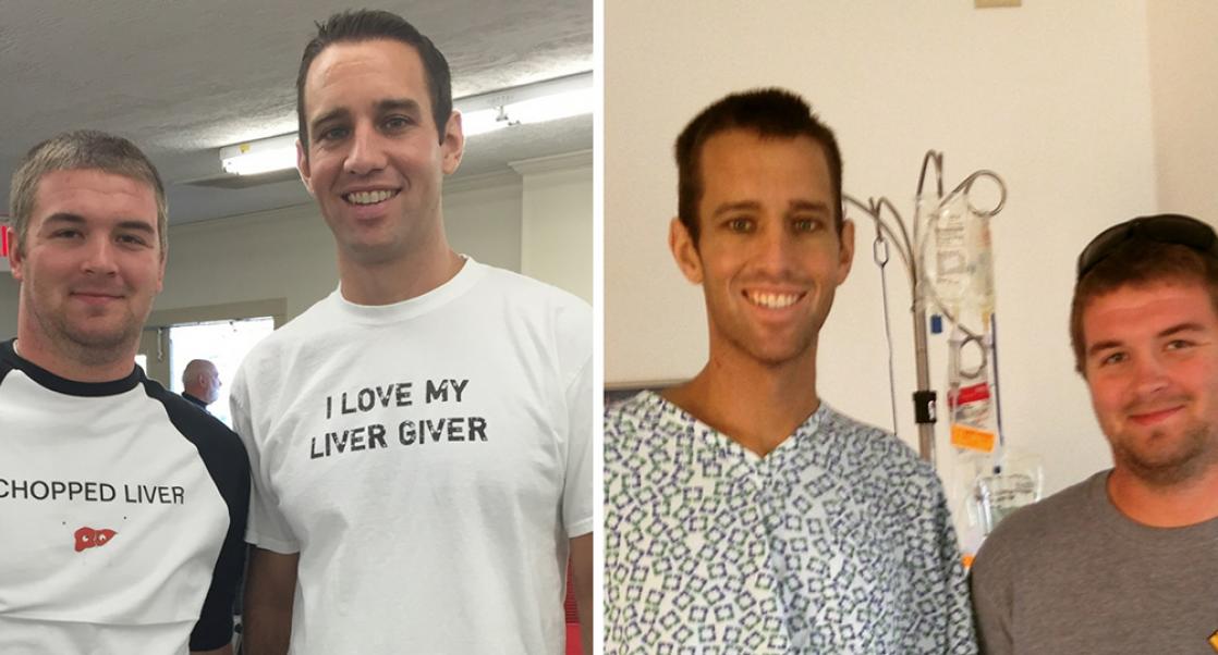 Eric Stitzlein and brother-in-law before and after liver transplant as part of Eric’s treatment for primary sclerosing cholangitis