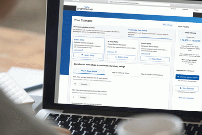 Man on computer using Apollo Estimator Tool for Oncology