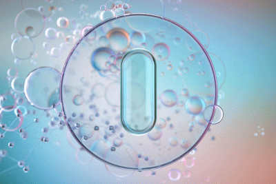 Molecule with chemical structures in background. Illustrates how scaffold hoping is helping facilitate early drug discovery
