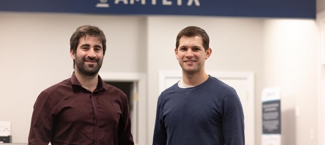 The Vital Science podcast episode 06 logo is a picture of co-founder's, Josh and Justin, standing together.